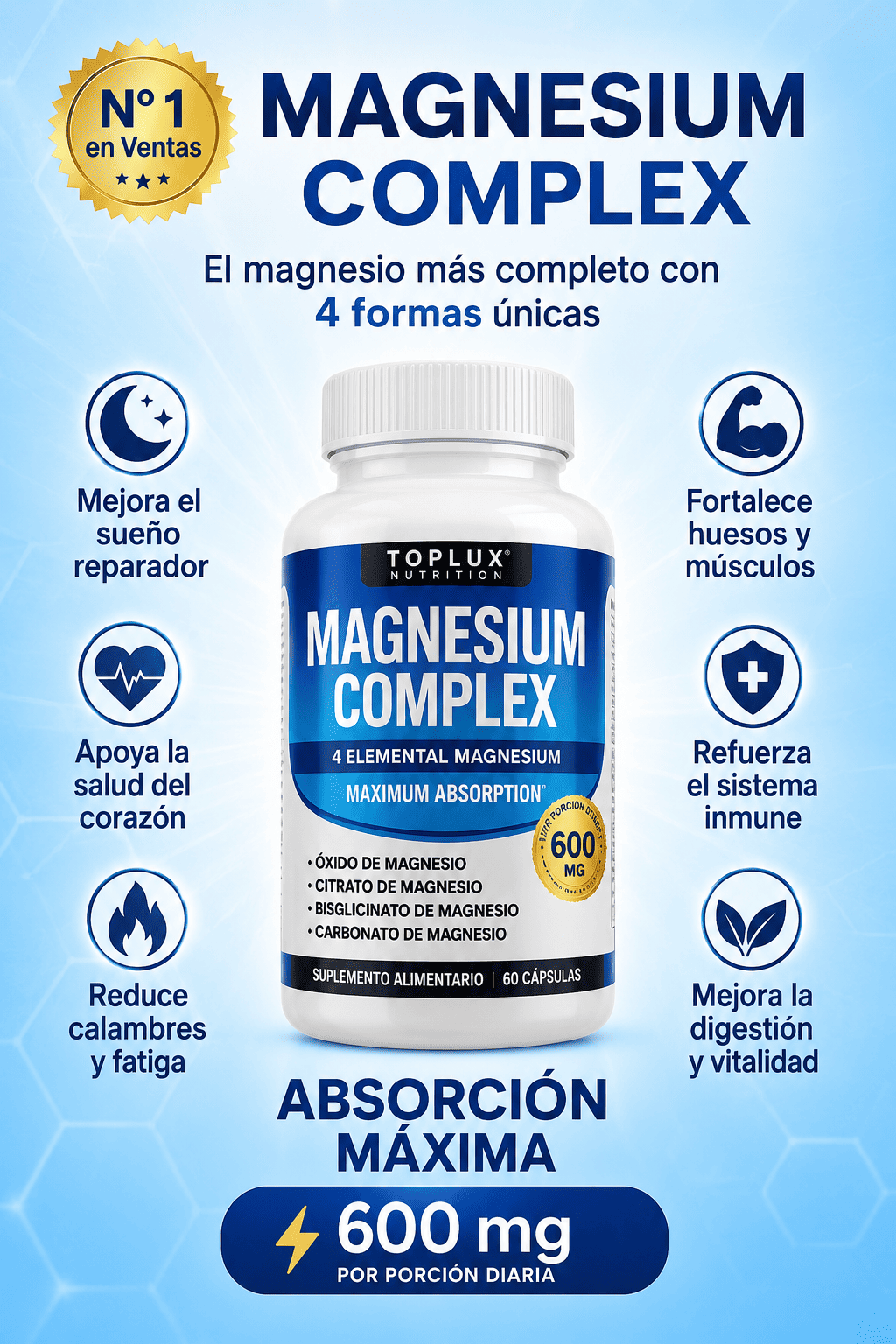 2x1 MAGNESIO COMPLEX 600MG 4 EN 1